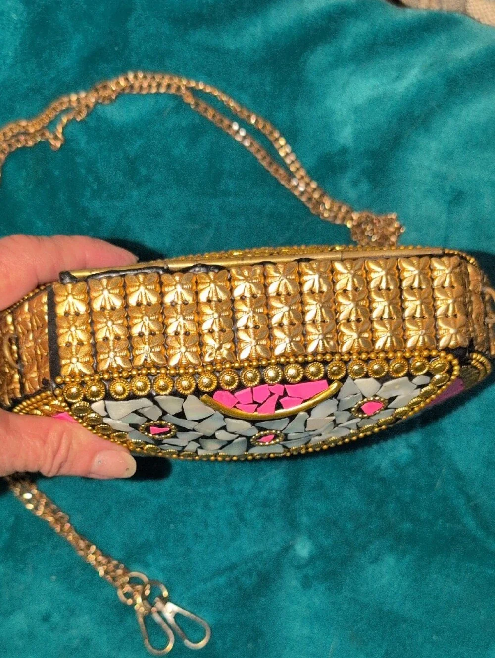 Ramla Beverly Hills Handmade Mosaic Crossbody Clutch Bag
